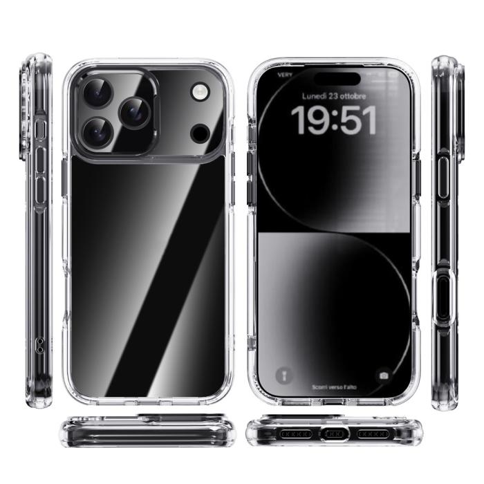 Bild 2, IPAKY iPhone 17 Pro Max Skal Shockproof Transparent / Silver