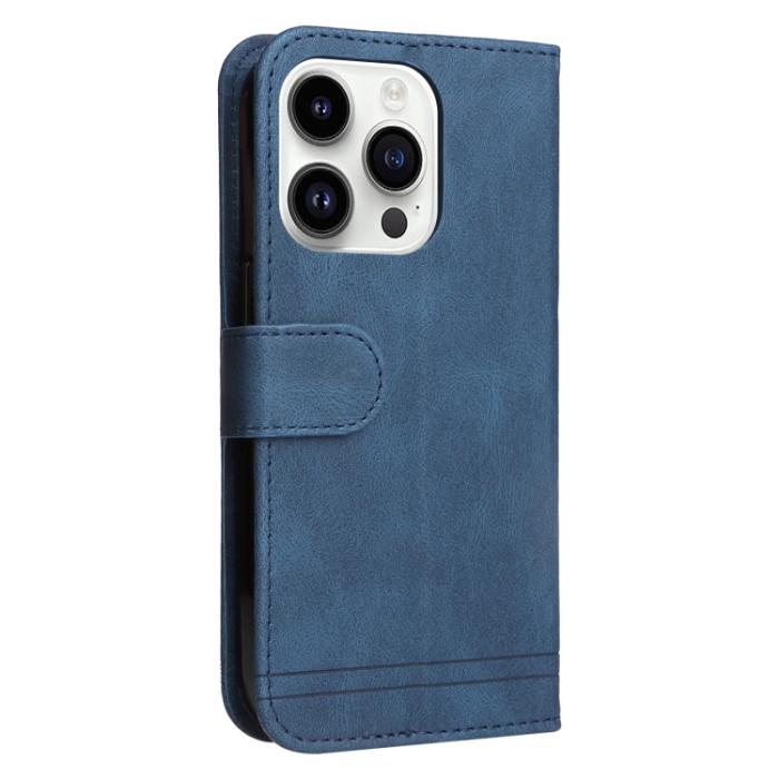 Bild 3, iPhone 15 Pro Fodral Skin Feel Läder Blå