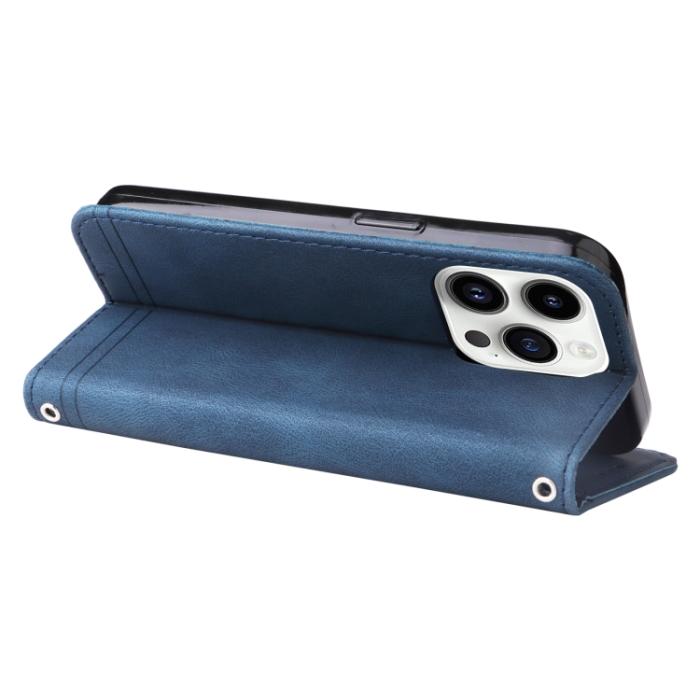Bild 5, iPhone 15 Pro Fodral Skin Feel Läder Blå