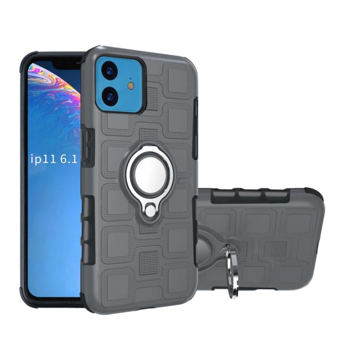 Bild 1, iPhone 11 - Armour Ring Skal - Funkar med magnethållare - Grå