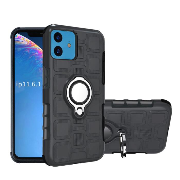 Bild 1, iPhone 11 - Armour Ring Skal - Funkar med magnethållare - Svart