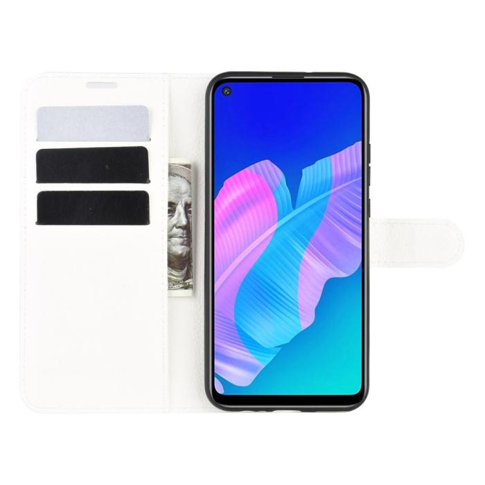 Bild 4, Huawei P40 Lite E - Litchi Plånboksfodral - Vit