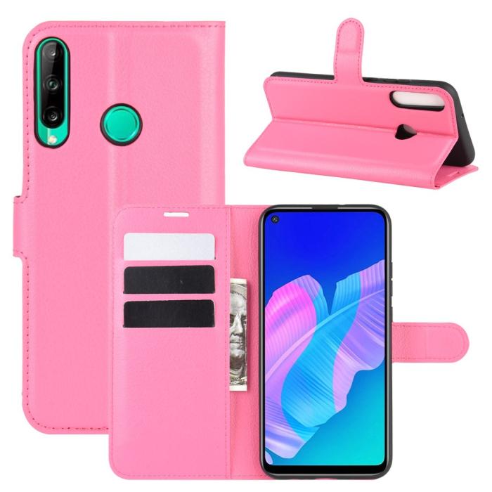 Bild 1, Huawei P40 Lite E - Litchi Plånboksfodral - Rosa
