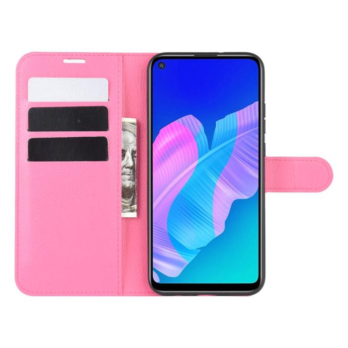Bild 4, Huawei P40 Lite E - Litchi Plånboksfodral - Rosa