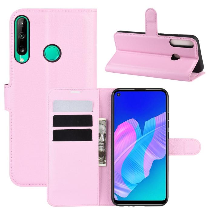 Bild 1, Huawei P40 Lite E - Litchi Plånboksfodral - Ljus Rosa