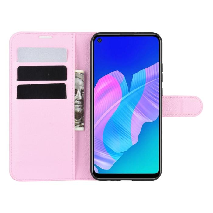 Bild 4, Huawei P40 Lite E - Litchi Plånboksfodral - Ljus Rosa