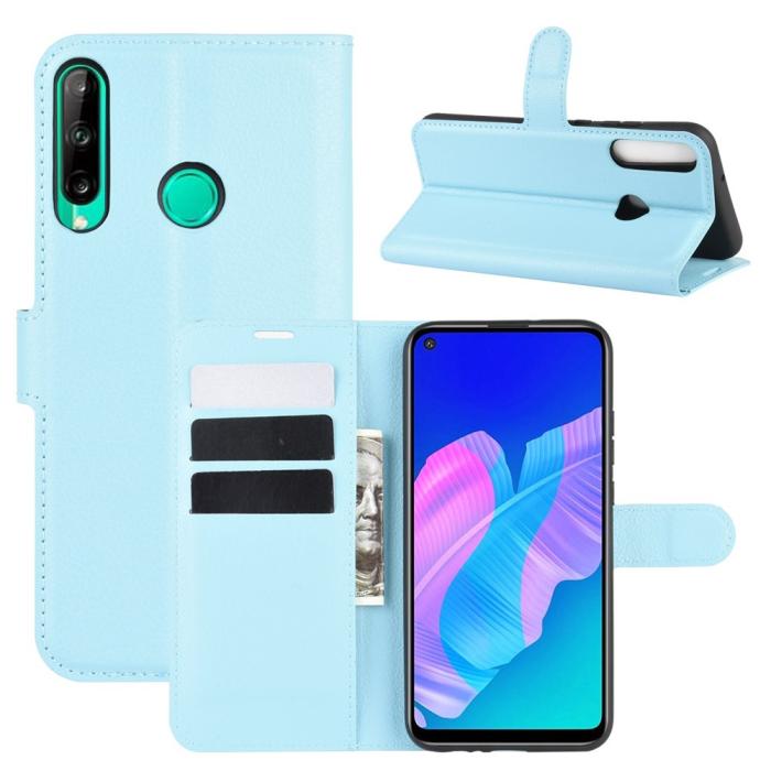 Bild 1, Huawei P40 Lite E - Litchi Plånboksfodral - Ljus Blå