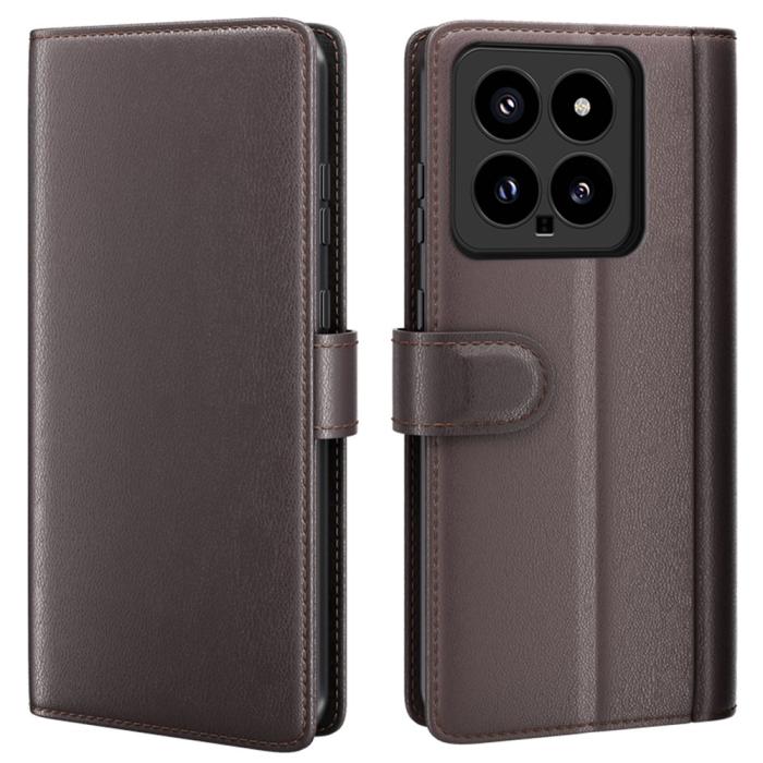 Bild 1, Xiaomi 14 Fodral Premium Äkta Läder Brun