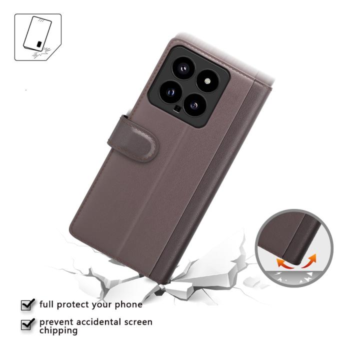 Bild 4, Xiaomi 14 Fodral Premium Äkta Läder Brun