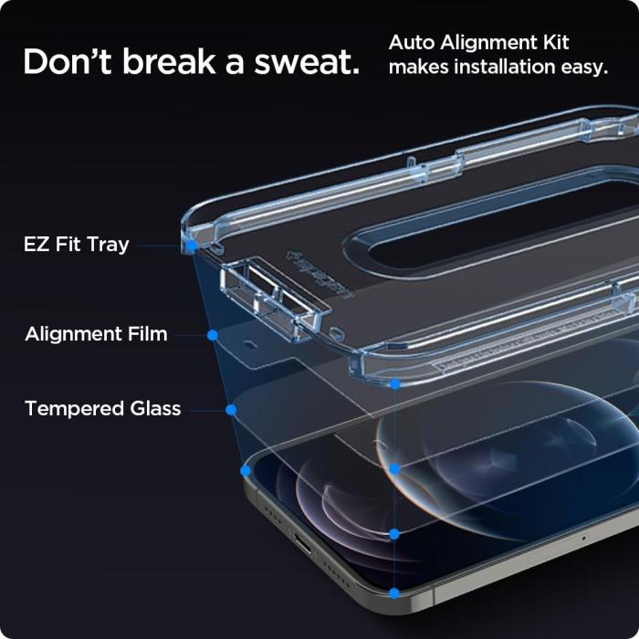 Bild 3, Spigen iPhone 12/12 Pro 2-PACK Skärmskydd GLAS.tR 