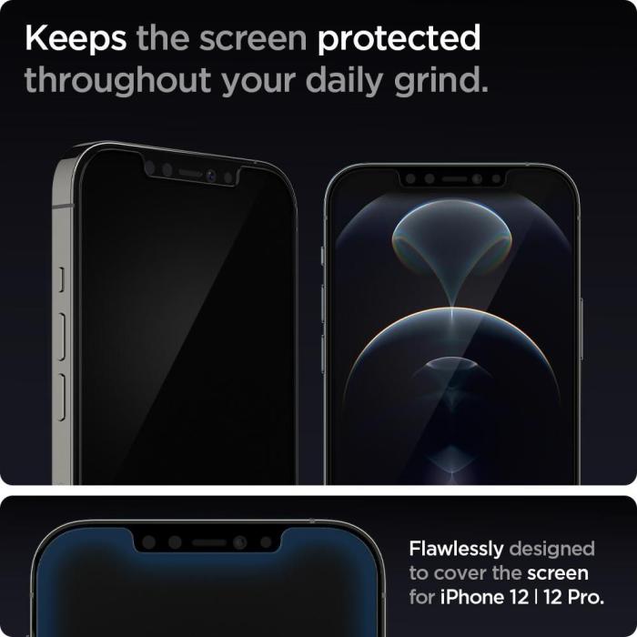 Bild 4, Spigen iPhone 12/12 Pro 2-PACK Skärmskydd GLAS.tR 