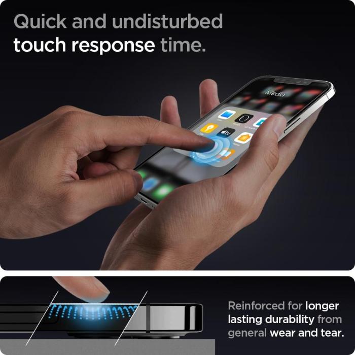 Bild 5, Spigen iPhone 12/12 Pro 2-PACK Skärmskydd GLAS.tR 