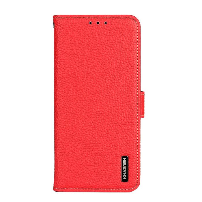 Bild 2, KHAZNEH Samsung Galaxy S22 Ultra Fodral Litchi Äkta Läder Röd