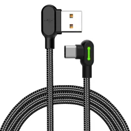 Mcdodo 3m 2A USB-C Elbow Nylonflätad Kabel Svart