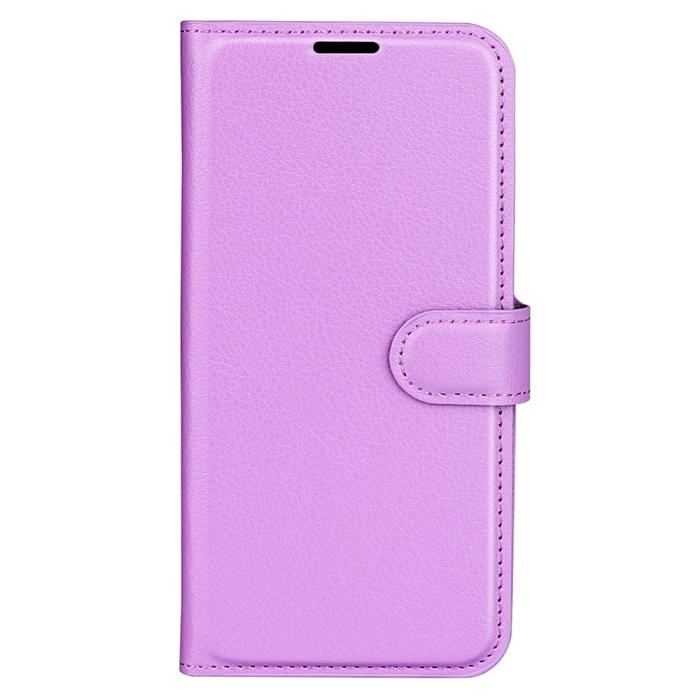 Bild 5, iPhone 15 Fodral Litchi Textur Lila