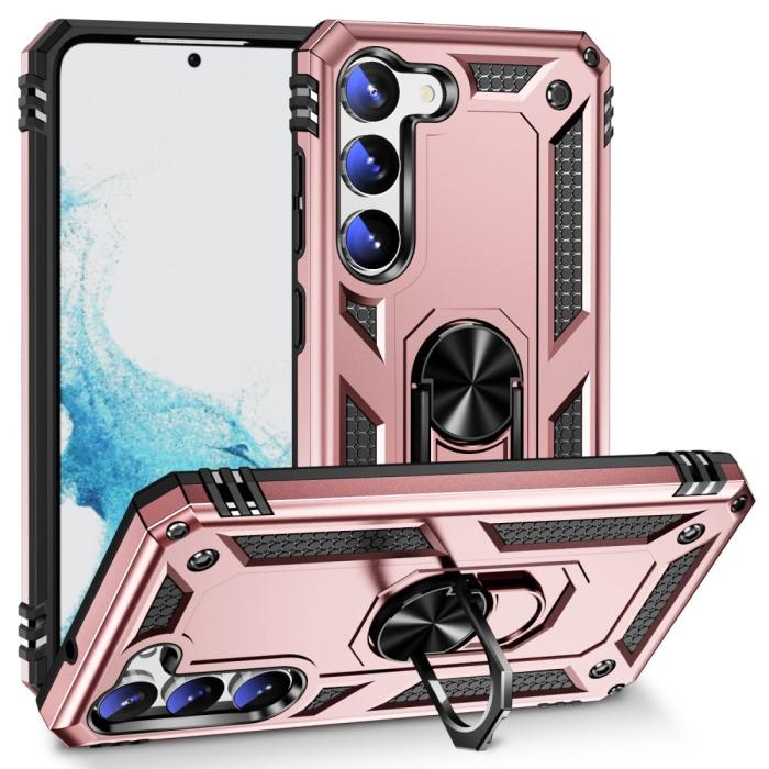Bild 1, Samsung Galaxy S23 Skal Shockproof Ring Hybrid Roséguld