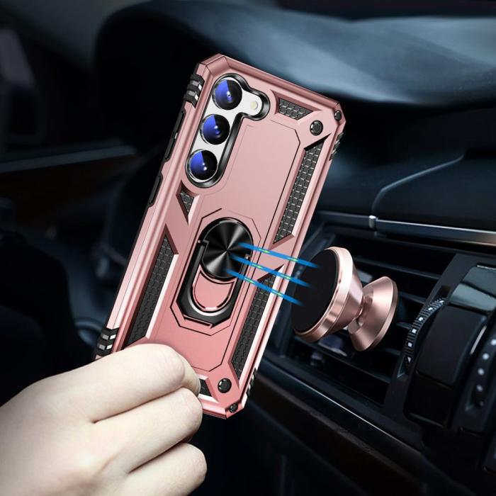 Bild 2, Samsung Galaxy S23 Skal Shockproof Ring Hybrid Roséguld