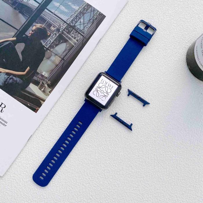Bild 2, Apple Watch 42/44/45/49 mm Armband Silikon Blå