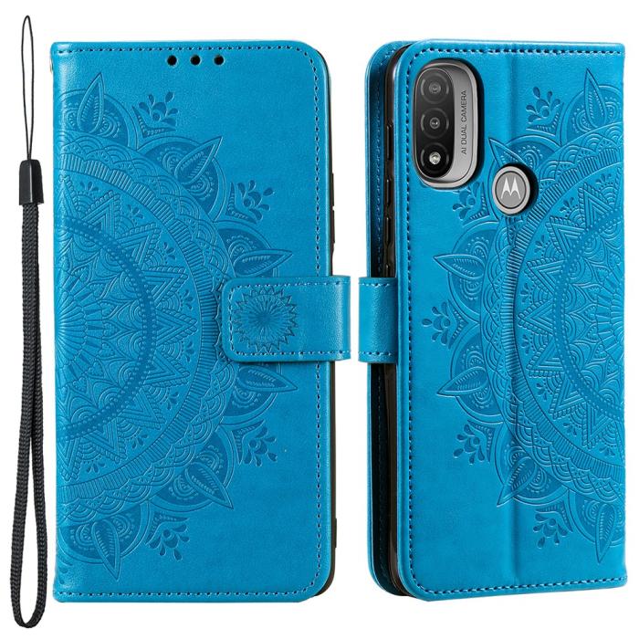 Bild 1, Motorola Moto E20 / E40 Fodral Mandala Läder Blå