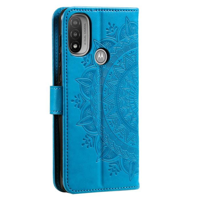 Bild 3, Motorola Moto E20 / E40 Fodral Mandala Läder Blå