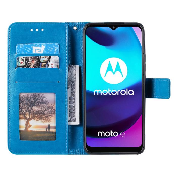 Bild 4, Motorola Moto E20 / E40 Fodral Mandala Läder Blå