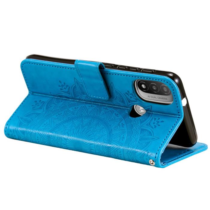 Bild 6, Motorola Moto E20 / E40 Fodral Mandala Läder Blå