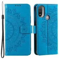 Motorola Moto E20 / E40 Fodral Mandala Läder Blå