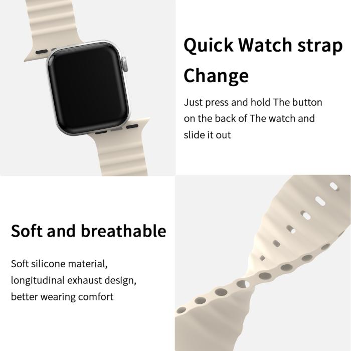 Bild 4, Apple Watch 42/44/45/49 mm Armband Ocean Wave Starlight