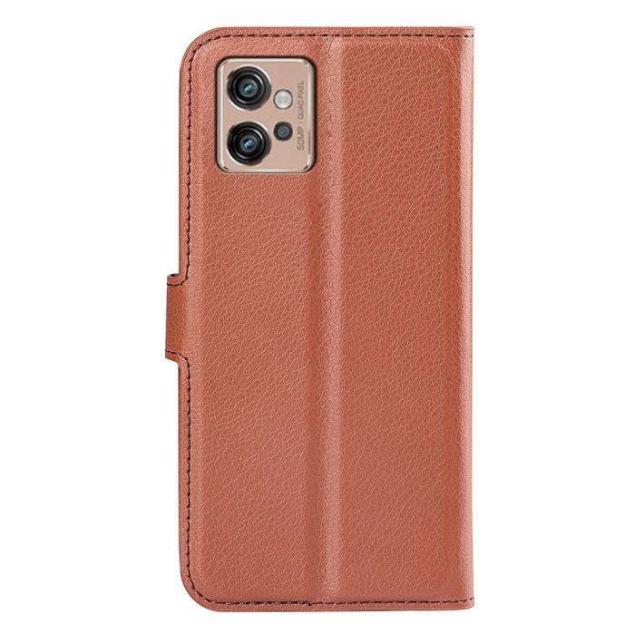 Bild 6, Motorola Moto G32 Fodral Litchi Läder Brun