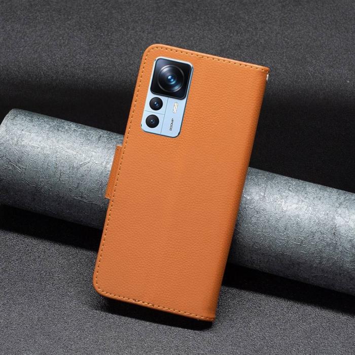 Bild 5, Xiaomi 12T / 12T Pro Fodral Shark Litchi Brun