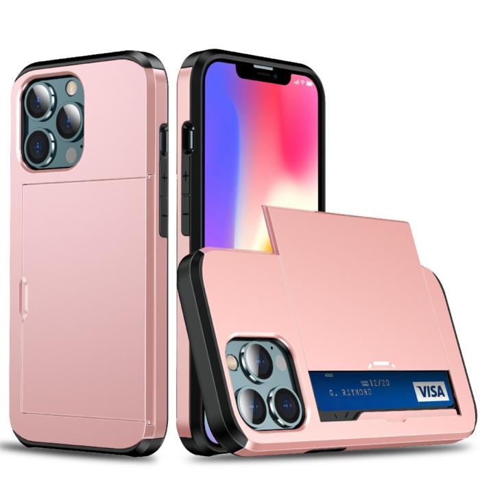 Bild 1, iPhone 13 - Hybrid Skal Med Kortfack - Roséguld