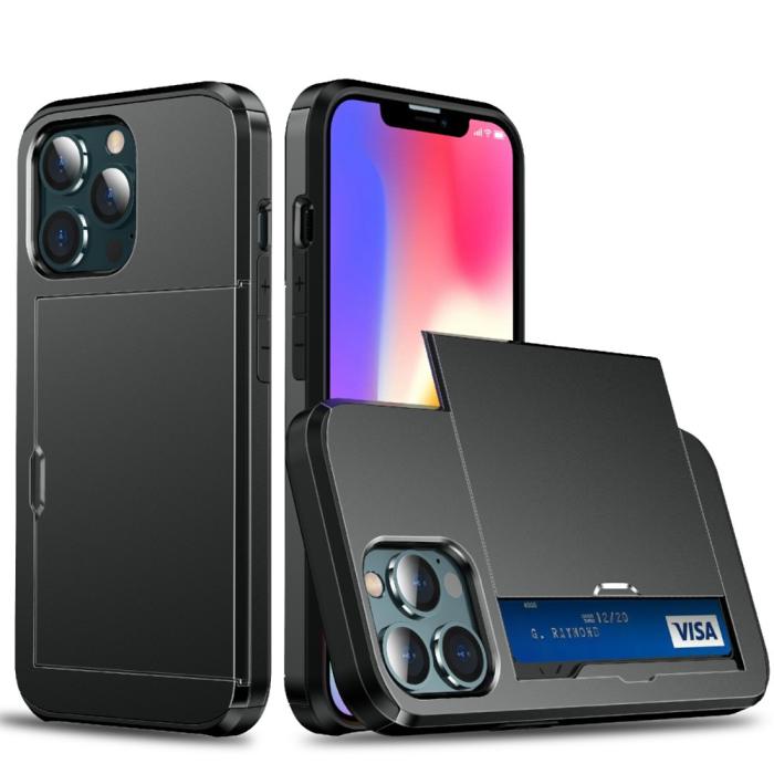 Bild 1, iPhone 13 - Hybrid Skal Med Kortfack - Svart