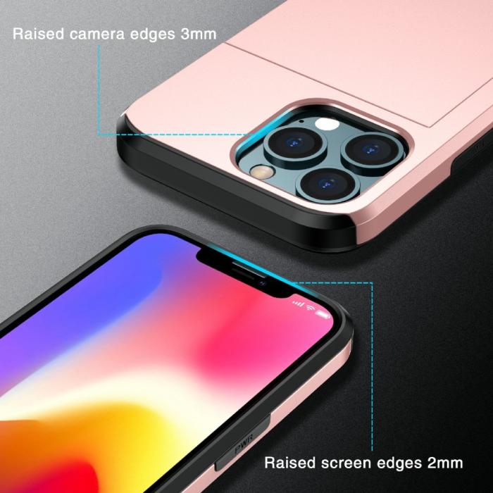 Bild 2, iPhone 13 - Hybrid Skal Med Kortfack - Svart