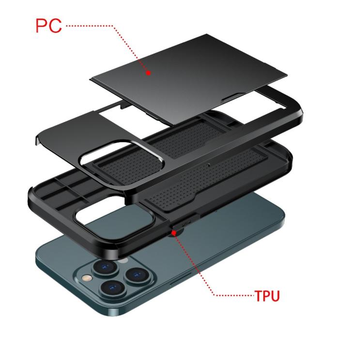 Bild 6, iPhone 13 - Hybrid Skal Med Kortfack - Svart