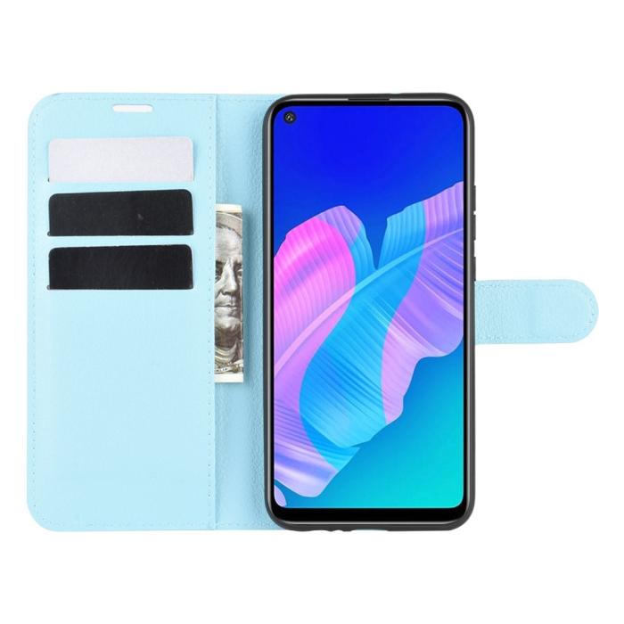 Bild 4, Huawei P40 Lite E - Litchi Plånboksfodral - Ljus Blå