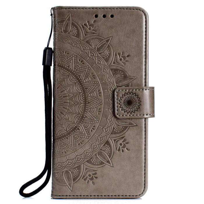 Bild 2, Huawei P40 Lite E - Mandala Plånboksfodral - Grå