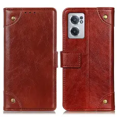 OnePlus Nord CE 2 5G Fodral Nit Dekor Läder Brun