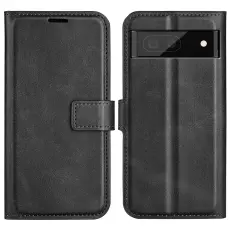 Google Pixel 6A Fodral Solid Läder Svart