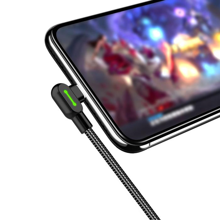 Bild 4, Mcdodo 3m 2A USB-C Elbow Nylonflätad Kabel Svart