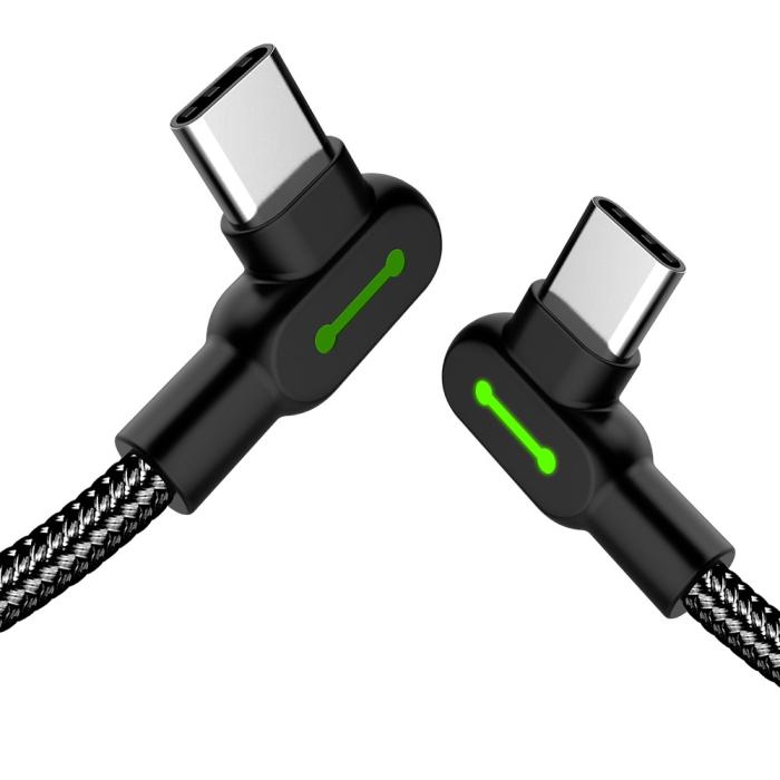 Bild 5, Mcdodo 3m 2A USB-C Elbow Nylonflätad Kabel Svart