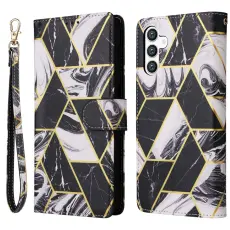 Samsung Galaxy S25 Fodral L&auml;der Marmor Svart