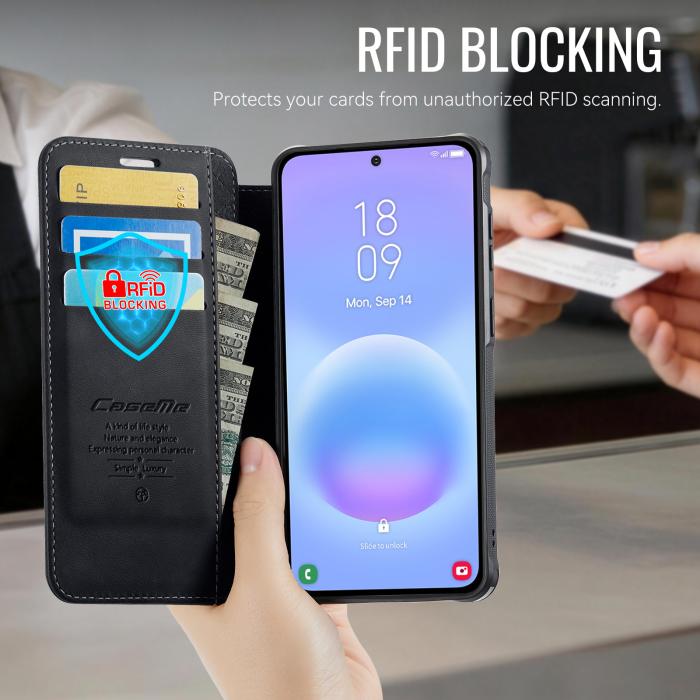 Bild 3, CASEME Samsung Galaxy A17/A16/A26 Skal RFID Plånbok Svart