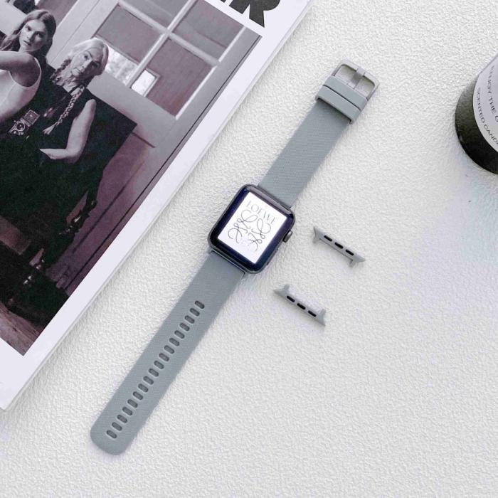 Bild 2, Apple Watch 42/44/45/49 mm Armband Silikon Grå