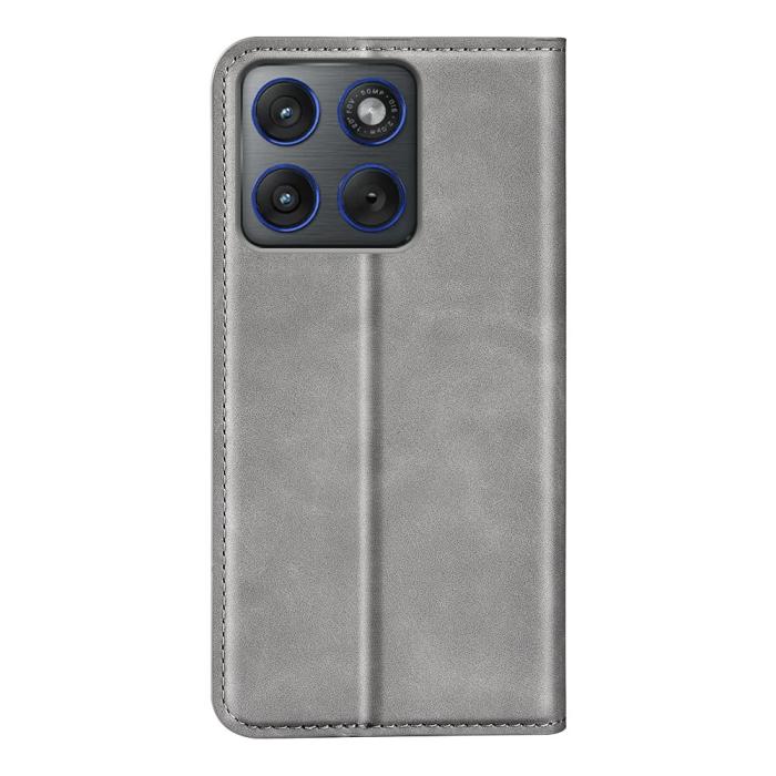 Bild 6, Motorola Edge 70 Fodral Flip Skin Touch Läder Grå