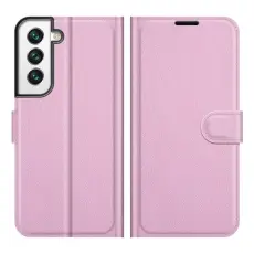 Samsung Galaxy S22 Plus Fodral Litchi Textur Ljus Rosa
