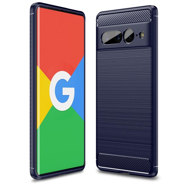 Bild 1, Google Pixel 7 Pro Skal Borstad Stål Textur Blå
