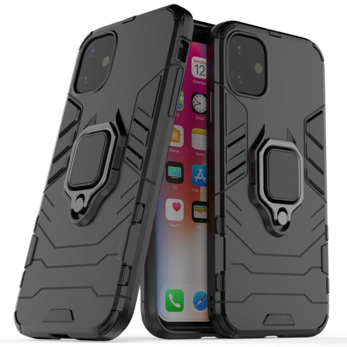 Bild 1, iPhone 11 - Armour Ring Skal - Funkar med magnethållare - Svart