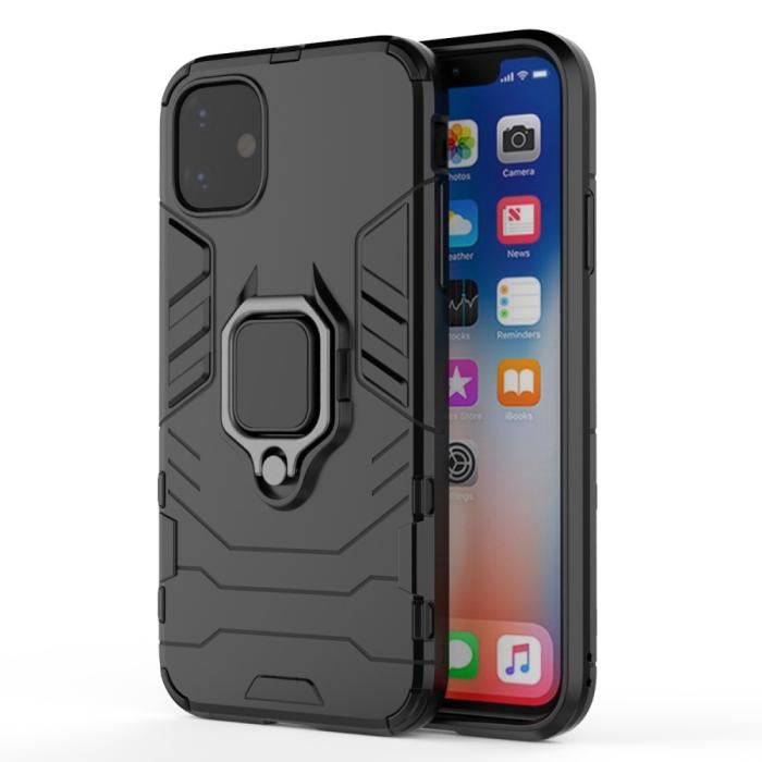 Bild 2, iPhone 11 - Armour Ring Skal - Funkar med magnethållare - Svart
