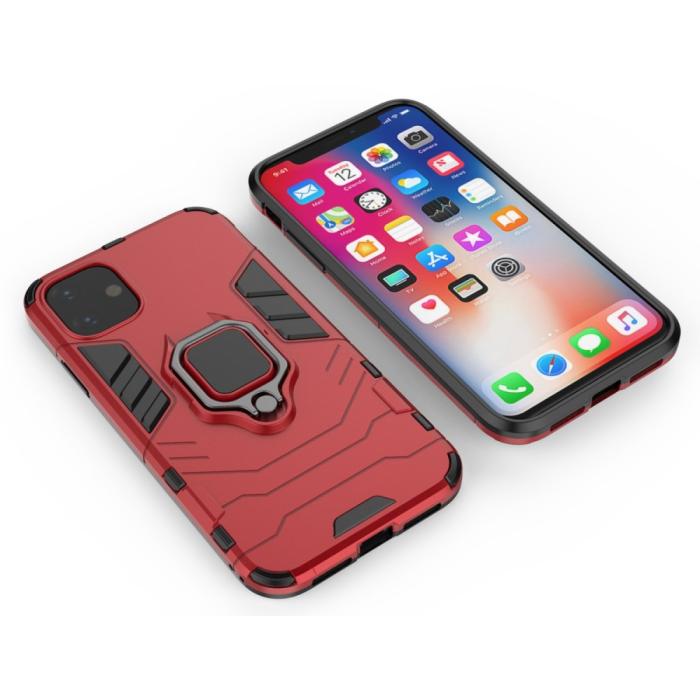 Bild 3, iPhone 11 - Armour Ring Skal - Funkar med magnethållare - Röd