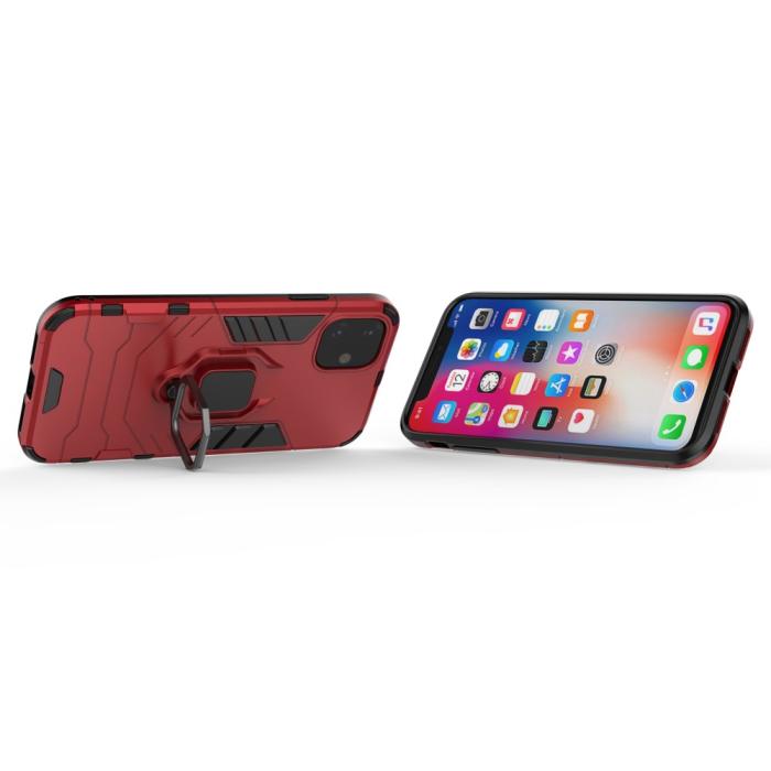 Bild 5, iPhone 11 - Armour Ring Skal - Funkar med magnethållare - Röd